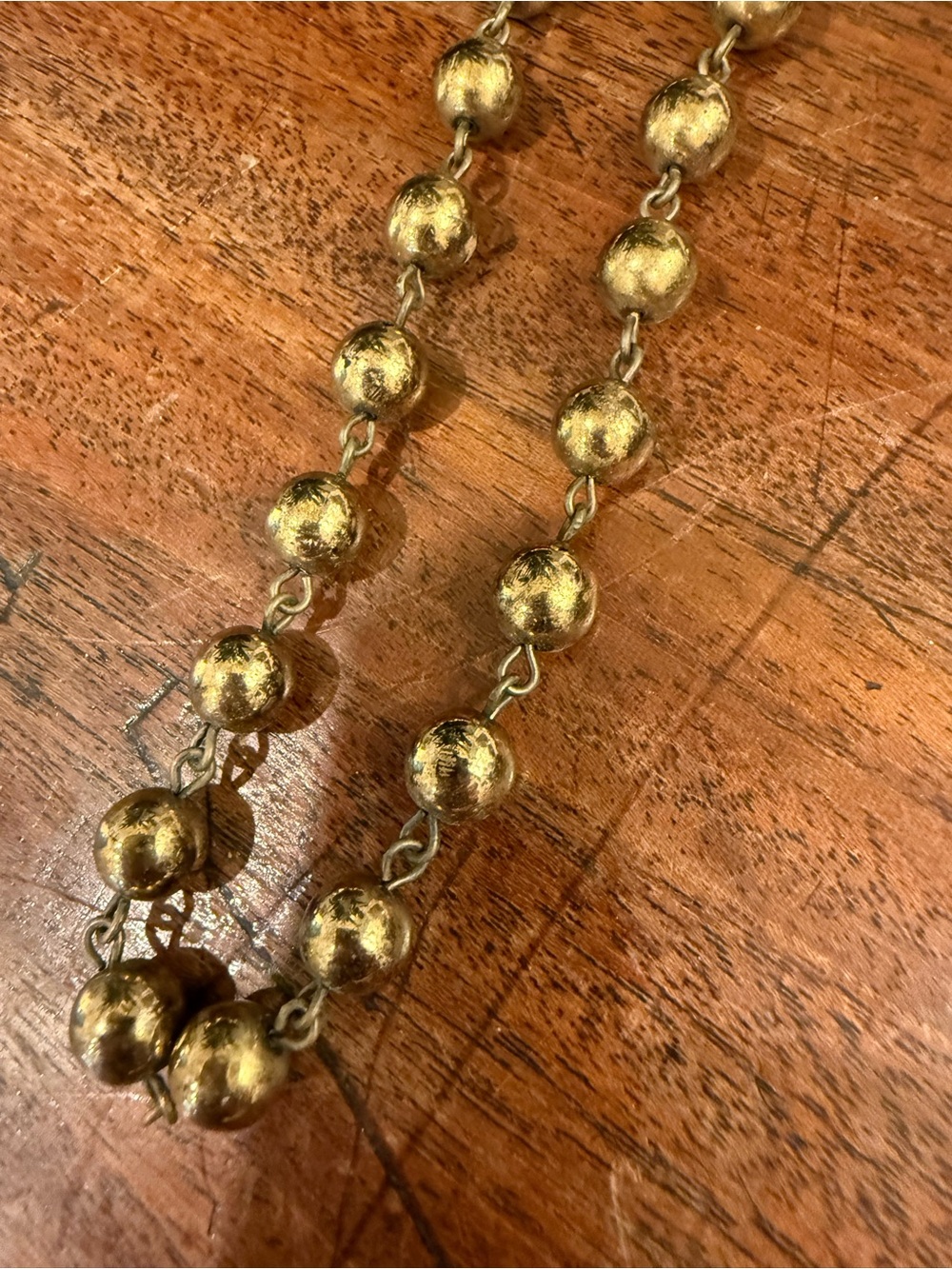 Vintage Lion Head Pendant with Gold Beaded Long Necklace - Statement Jewelry - Picture 5 of 5
